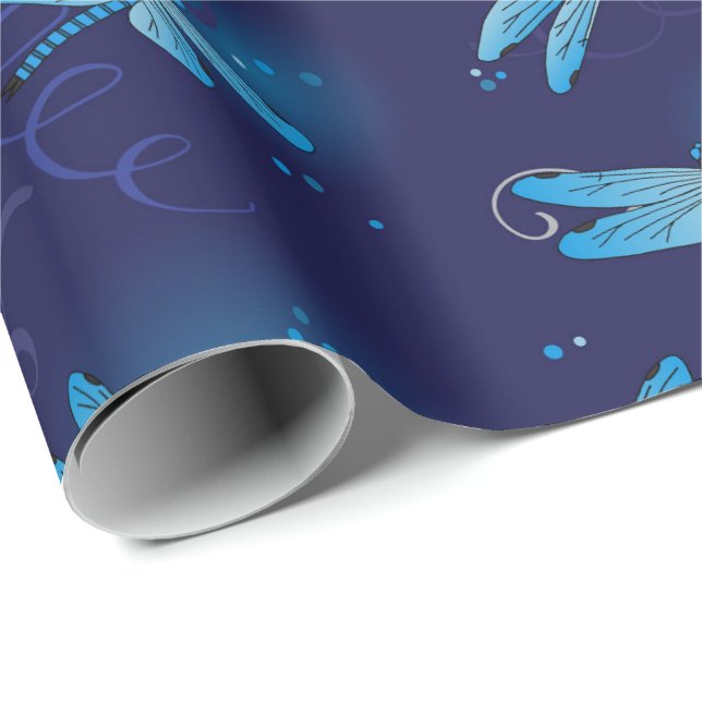 Dragonfly Lover Nature Themed Dragonflies Print Wrapping Paper (Roll Corner)