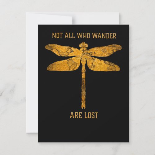 Dragonfly Lover Not All Who Wander Are Lost Thank You Card