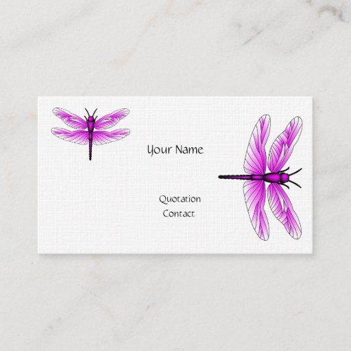 Customizable Dragonfly Magenta Business Card Linen Paper