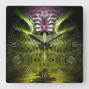 Dragonfly Magic Fractal Art Wall Clock