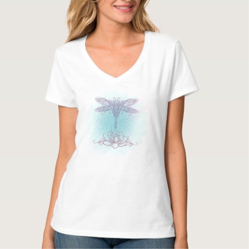 Dragonfly Mandala Lotus T_Shirt