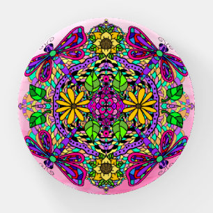 Dragonfly Mandala Whimsical Hand Drawn Paperweight
