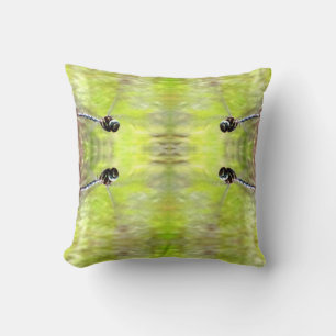 Dragonfly, medium green water throw pillow