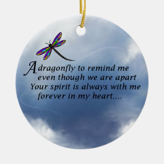 Dragonfly  Memorial Poem Ceramic Ornament (Front)