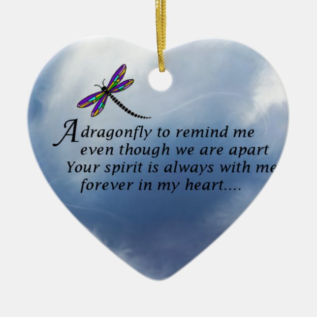 Dragonfly  Memorial Poem Ceramic Ornament (Front)