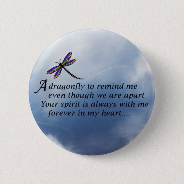 Dragonfly  Memorial Poem Pinback Button (Front)