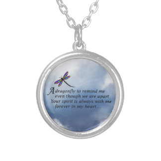 Dragonfly  Memorial Poem Silver Plated Necklace
