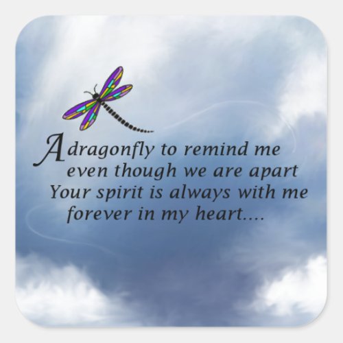 Dragonfly  Memorial Poem Square Sticker