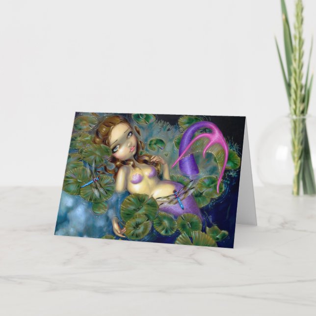 "Dragonfly Mermaid" Greeting Card (Front)