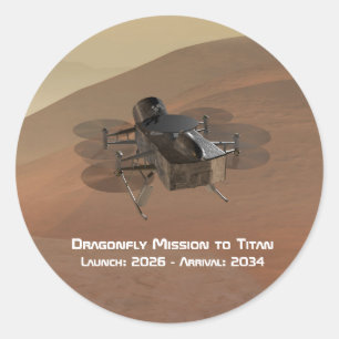 Dragonfly Mission to Titan Classic Round Sticker