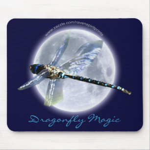DRAGONFLY & MOON Fantasy Art Mousemat Mouse Pad
