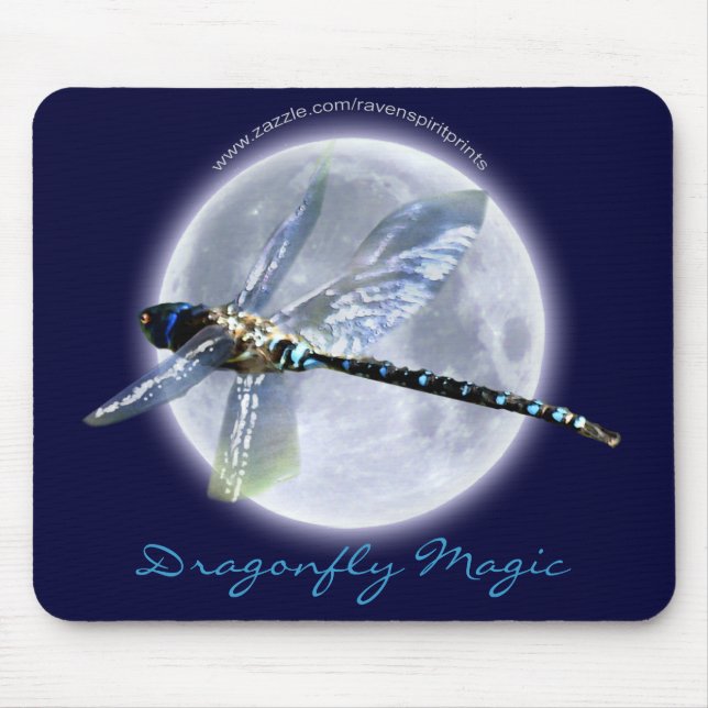 DRAGONFLY & MOON Fantasy Art Mousemat Mouse Pad (Front)