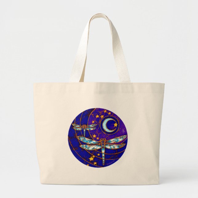 dragonfly moon large tote bag (Front)