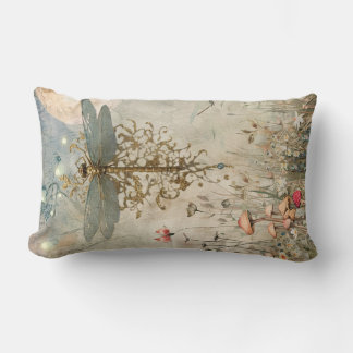 Dragonfly Moonlight in the Fairy Garden Lumbar Pillow