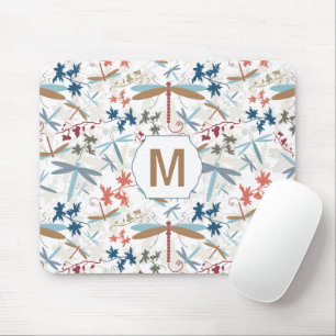Dragonfly Multi Colored Monogram Pattern Mouse Pad