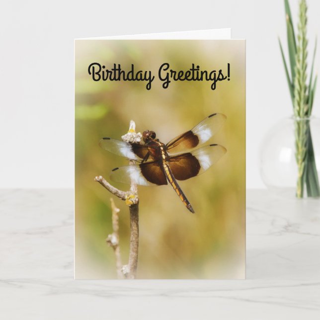 Dragonfly Nature Art Birthday Card (Front)