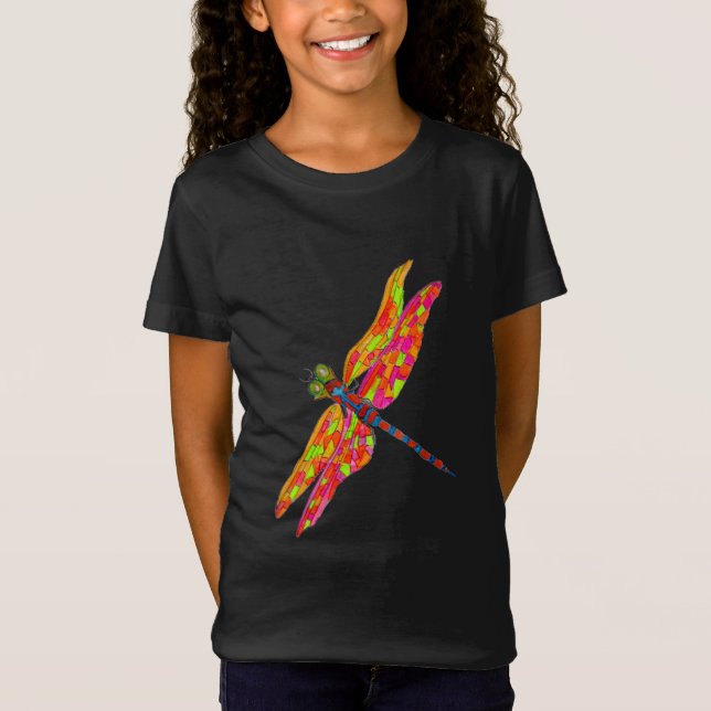 Dragonfly neon insect illustration T-Shirt (Front)