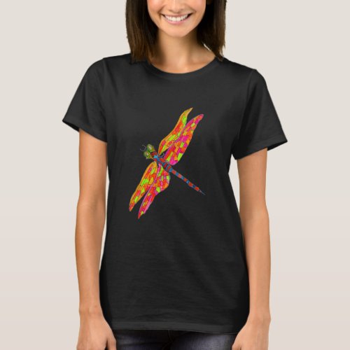 Dragonfly neon insect illustration T_Shirt