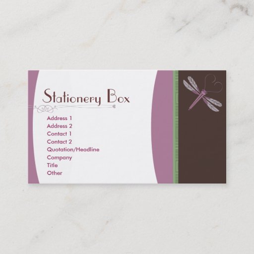 Customizable Dragonfly 'Neopolitan' Business Card Template