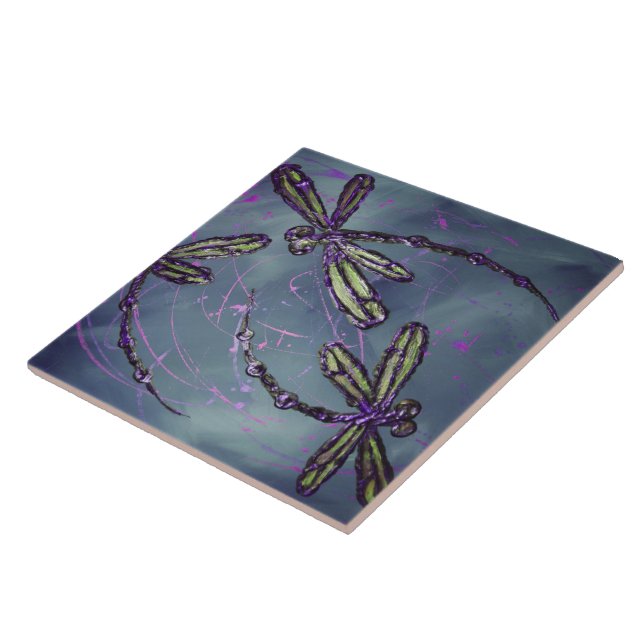 Dragonfly Night Flit Ceramic Tile (Side)
