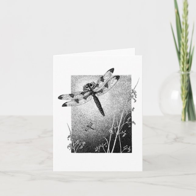 Dragonfly Note Card - Black & White (Front)