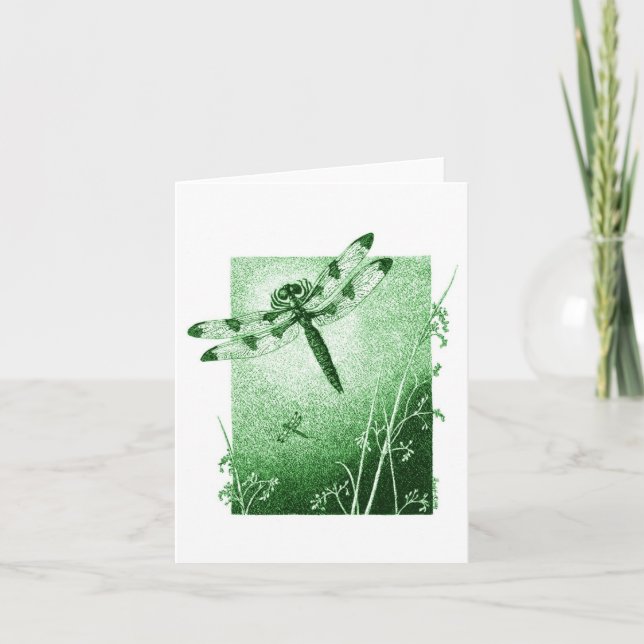 Dragonfly Note Card - Green (Front)