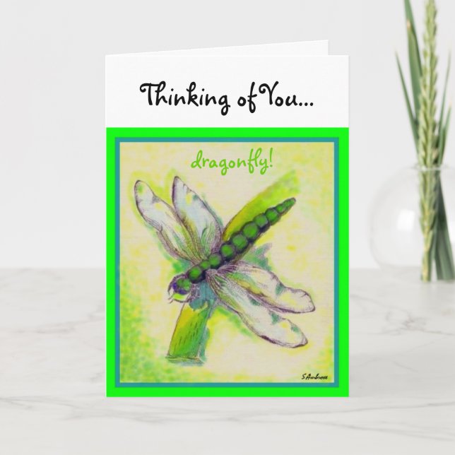 dragonfly! Note Thinking about you... Card (Front)