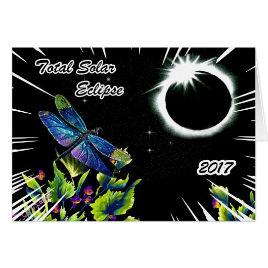 Dragonfly Observing the Total Solar Eclipse 2017 Cards (Front Horizontal)