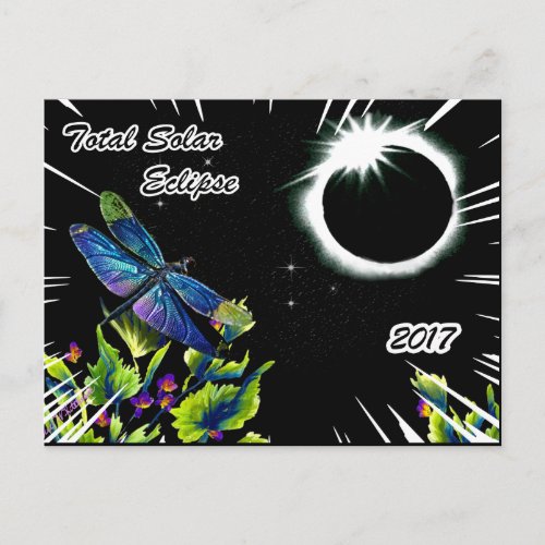 Dragonfly Observing the Total Solar Eclipse 2017 Postcard