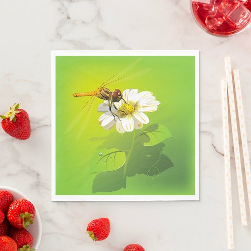 Dragonfly On A Flower Napkins