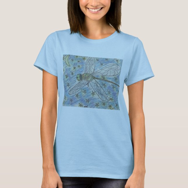 Dragonfly on a Starry Night T-Shirt (Front)