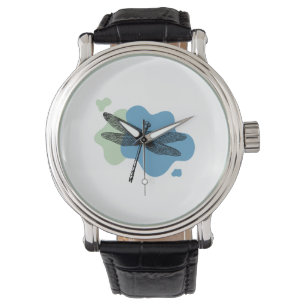 Dragonfly on color blobs - Vintage Illustration Watch