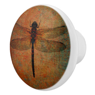Dragonfly On Distressed Background Drawer Pull