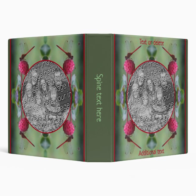 Dragonfly On Dogwood Fruit Create Your Own Photo 3 Ring Binder (Background)