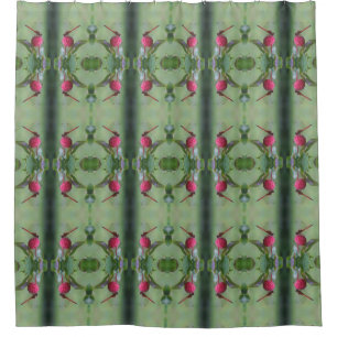 Dragonfly On Dogwood Fruit Nature Pattern Shower Curtain