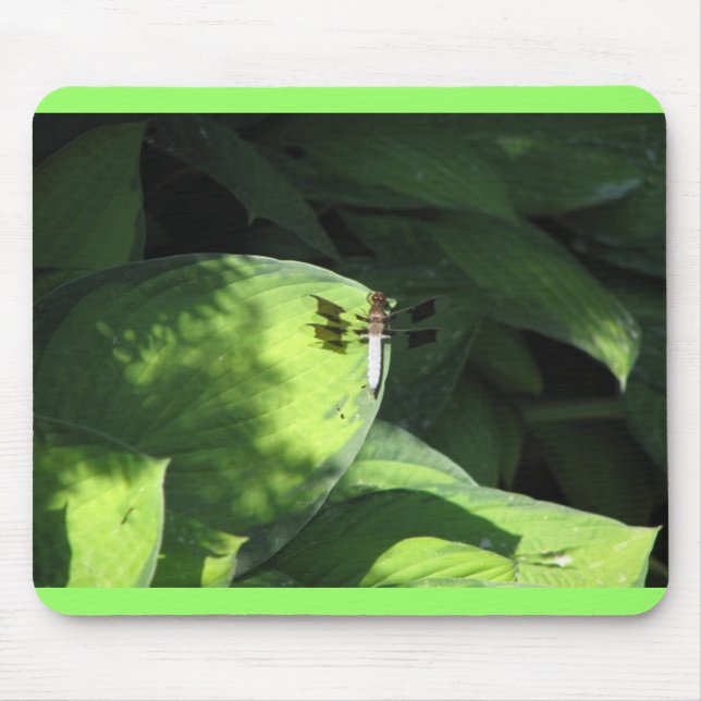 Dragonfly on Hosta Leaves Mouse Pad (Front)