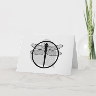 Dragonfly on Leaf Drawing - Wildlife Circle Series Card