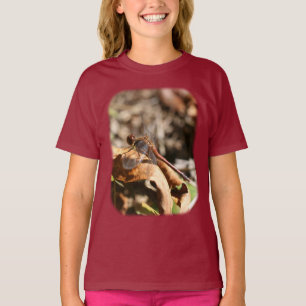 Dragonfly On Leaf Nature  T-Shirt