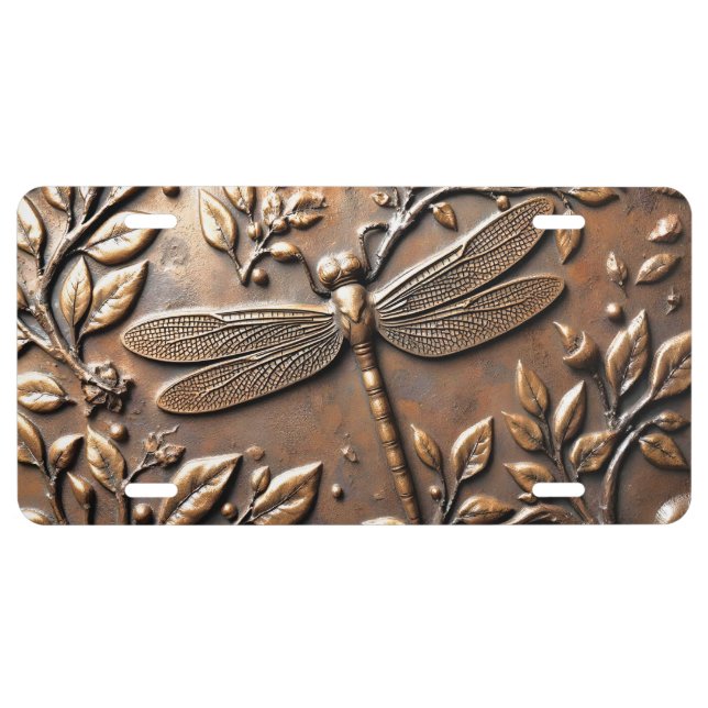 DRAGONFLY ON METAL PLAQUE LICENSE PLATE (Front)