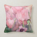 Dragonfly On Peach Poppies Art Designer Pillow