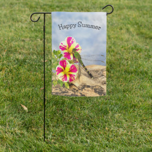 Dragonfly On Petunia Garden Flag