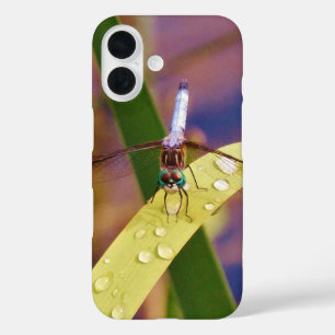 Dragonfly on raindrop leaf iPhone 16 case