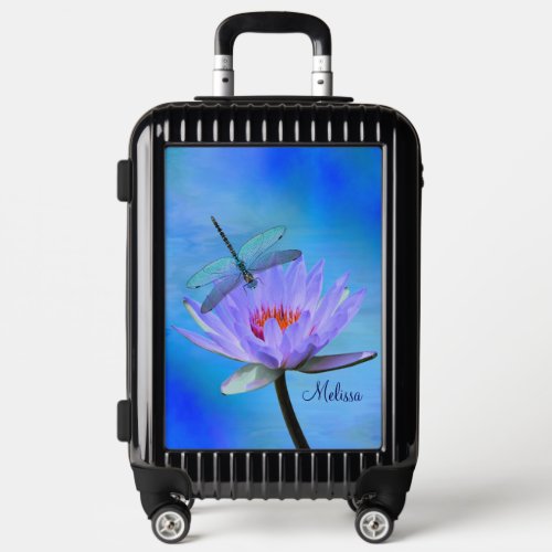 Dragonfly on Water Lily Pilot or Carry On Case Luggage