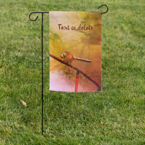 Dragonfly On Wire Fence Abstract Grunge  Garden Flag