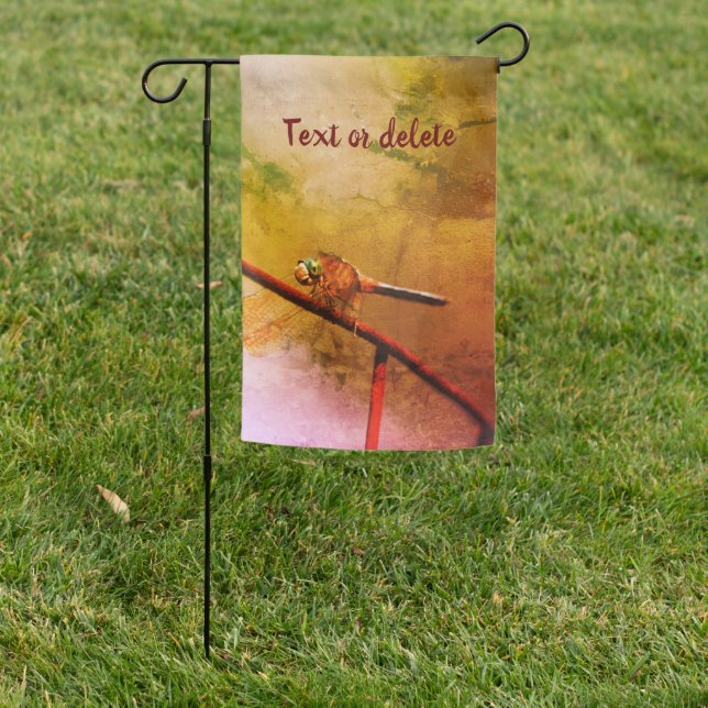 Dragonfly On Wire Fence Abstract Grunge  Garden Flag (In SItu)