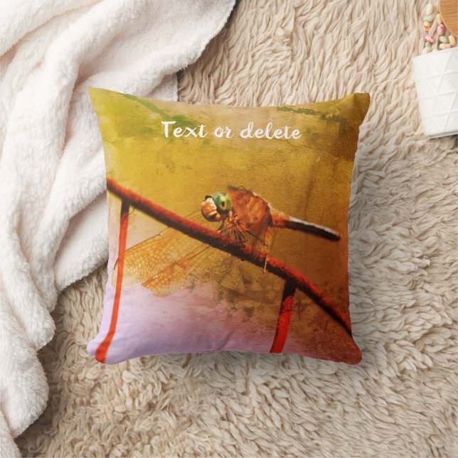 Dragonfly On Wire Fence Art Personalized Throw Pillow (Blanket)