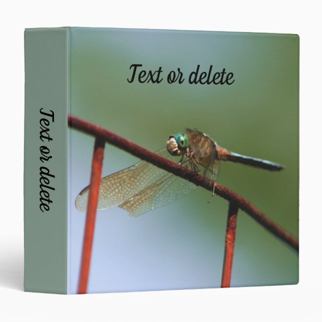 Dragonfly On Wire Fence Close Personalized 3 Ring Binder (Front/Spine)