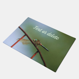 Dragonfly On Wire Fence Close Up Personalized Doormat