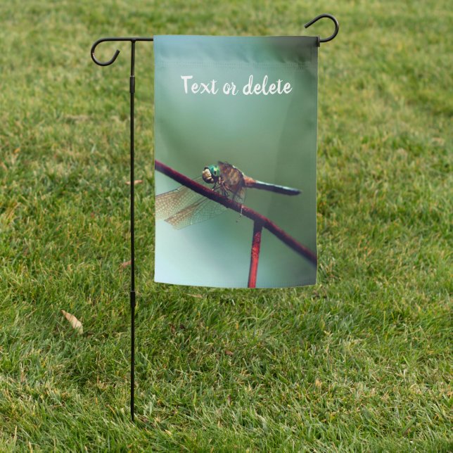 Dragonfly On Wire Fence Personalized Garden Flag (In SItu)