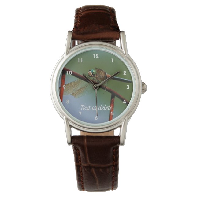 Dragonfly On Wire Fence Personalized  Watch (Front)